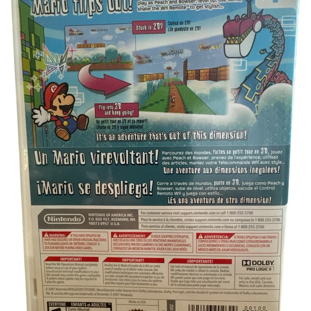 Super Paper Mario Nintendo Wii Nintendo Selects - Complete CIB‎